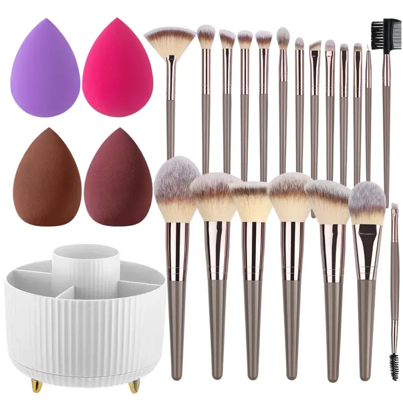 Conjunto de pincéis de maquiagem, 1-20 peças, base, blush, pó, corretivo, sombra, macio e fofo, armazenamento de ferramentas de beleza cosmética feminina