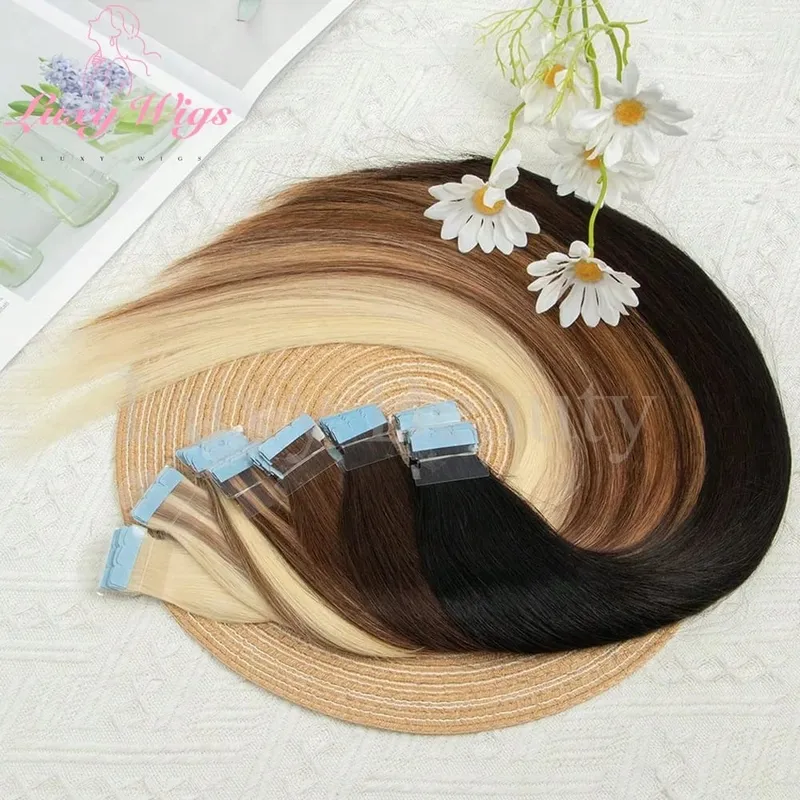 Highlights Καφέ Μίνι Ταινία σε Ανθρώπινα Μαλλιά Extensions Φυσικό Μαύρο Ξανθό Αόρατη Μίνι Ταινία διπλής όψης χωρίς ραφή στα μαλλιά 10τμχ