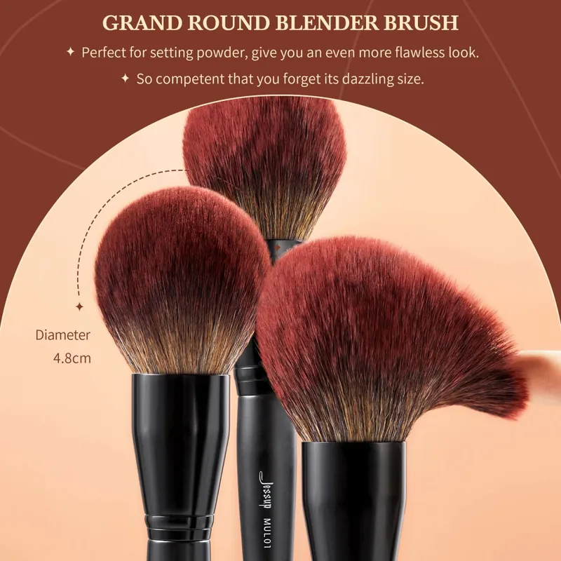 סט מברשות איפור של Jessup 13 יחידות Premium Synthetic Big Powder Foundation Highlighter קונסילר קונטור Precision Eyeliner T300 — image 4