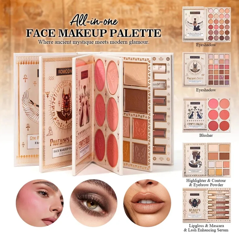 Βιβλίο Μακιγιάζ All-in-One 5 σελίδων Eye Shadow Powder Blusher High Gloss Powder Facial Mask Lip Gloss Mascara Essence Eye Black — image 6