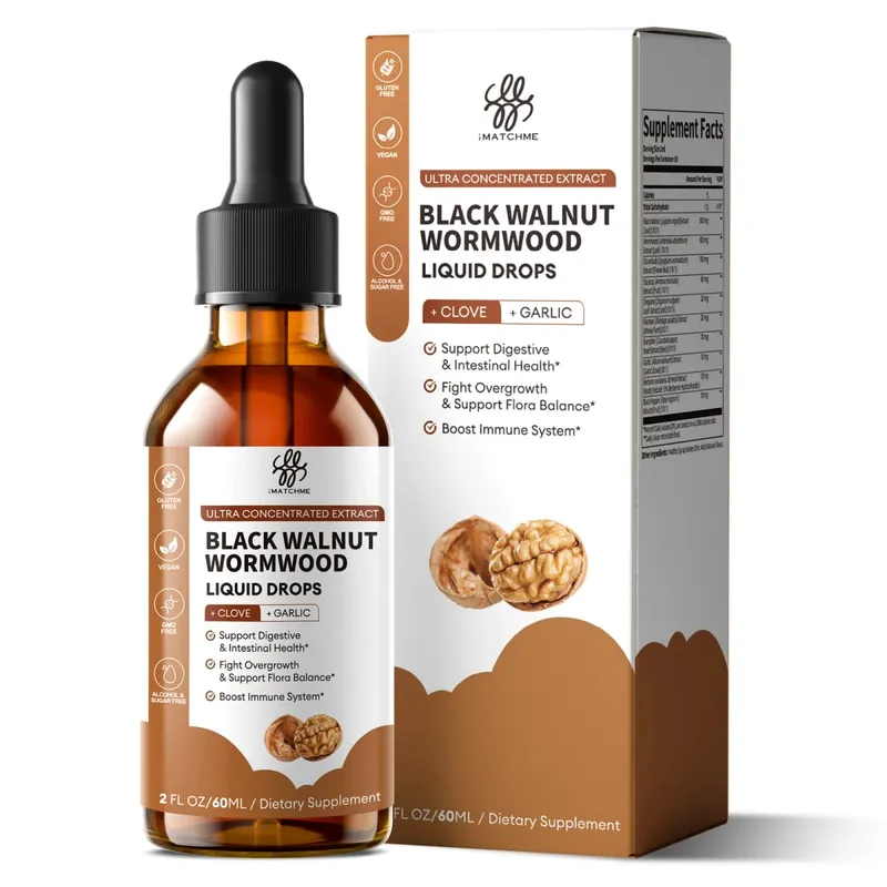Gotas líquidas de absinto de nogueira preta iMATCHME com berberina, graviola, alho e cravo para limpeza intestinal e antioxidante de suporte à saúde digestiva