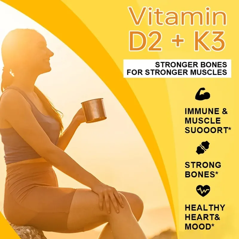 Vitamin D3+K2 Capsules 5000IU 120pcs Bone & Immune Support Vegan Συμπλήρωμα για ακρίβεια των οστών και γενική υγεία