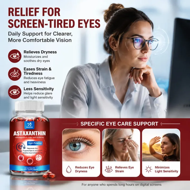 Astaxanthin Capsules - 24mg - Powerful Antioxidant Supplement Support Eye Skin Joint Heart Brain & Immune System Health