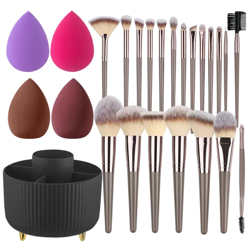 Conjunto de pincéis de maquiagem, 1-20 peças, base, blush, pó, corretivo, sombra, macio e fofo, armazenamento de ferramentas de beleza cosmética feminina