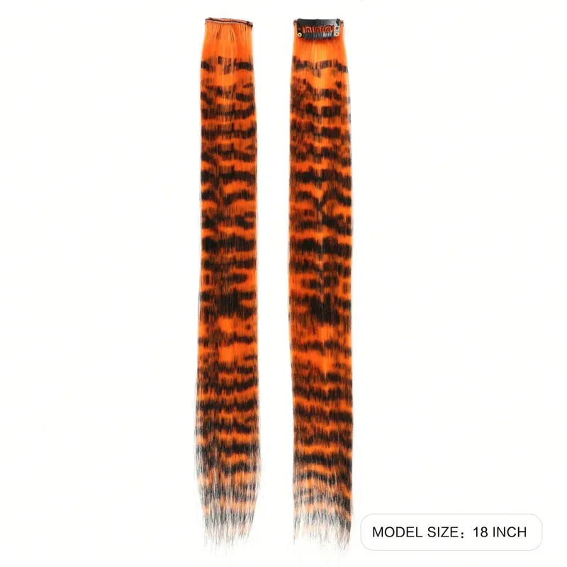 1pc/2pcs/3pcs/4pcs/6pcs/8pcs18" Long Straight Zebra Print Συνθετικό φτερό κλιπ σε Extension μαλλιών Ideal Halloween Christmas — image 5