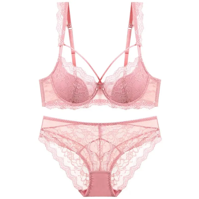 Σετ εσώρουχα με λεπτή επένδυση Plus Size Δαντελένιο σουτιέν και εσώρουχα με επίδεσμο Γυναικεία εσώρουχα Push Up A B C D E Cup 95C 95D — image 3