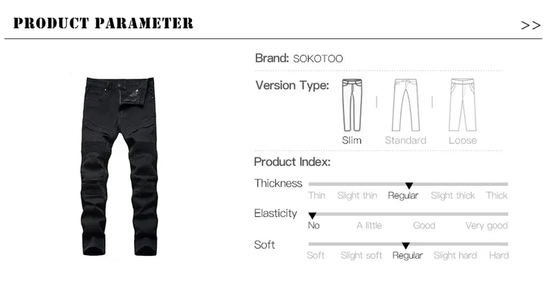 Ανδρικό Biker Jeans μαύρο λευκό πλισέ τζιν παντελόνι Plus μέγεθος Λεπτό ίσιο κλασικό παντελόνι