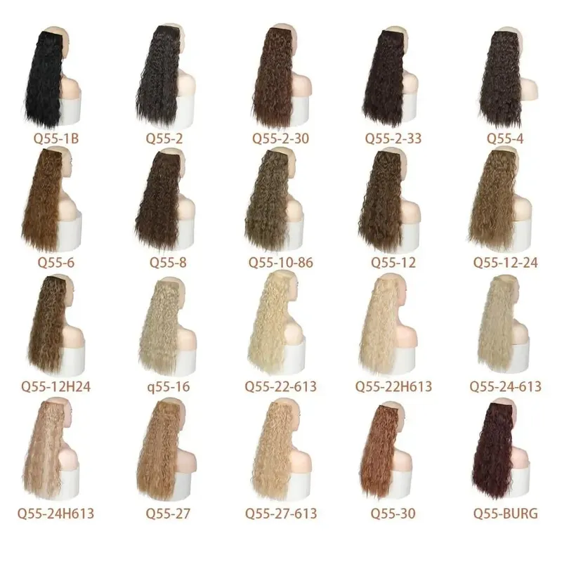 Synthetic Long Wave 5 Clips Hair Extensions Clips in High Temperature Fiber Black Brown Hairpiece — image 7