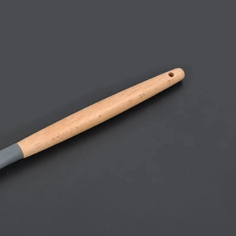 Silicone World Cooking Kitchenware Tool Silicone Utensils With Wooden Multifunction Handle Non-Stick Spatula Spoon Brush