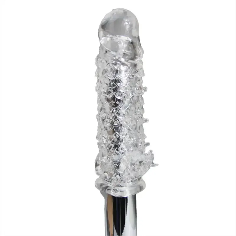Fish Scales Shape Delay Penis Extender Reusable Sleeve For Men Clit MASSAGE GSpot Squirt Dildo Extension Sex Products Cock Rings — image 2
