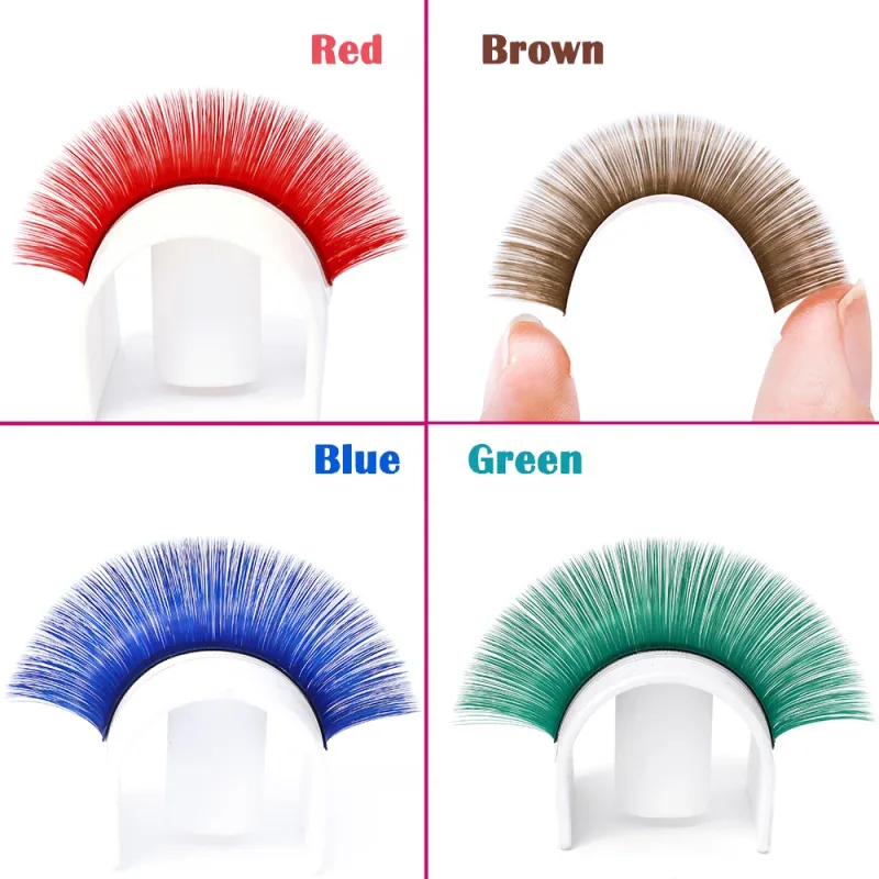 Fadvan Long 15-20mm Easy Fanning sminkszempillák vegyes 8-14mm színes műszempillák hosszabbítók zöld/lila/piros/kék színű szempillák — image 6