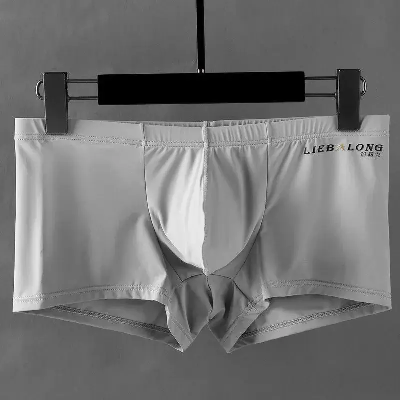 Sexy Men Underwear Boxers Ice Silk Sexi for Boys Man U Convex Big Bag Breathable Bulge Shorts Nylon Summer Pounch Panties set