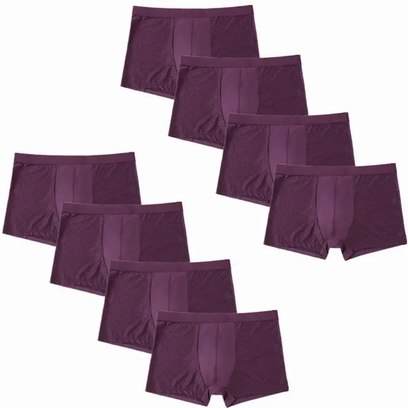 8件/套內衣短褲男士內褲男士網眼夏季男士性感火辣內褲大碼5xl 6xl 7xl 8xl行李箱