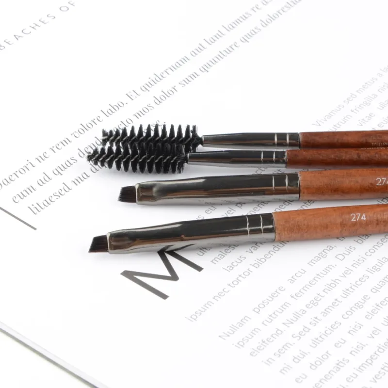 1 peça #274 escova de maquiagem para cílios de sobrancelha angular de ponta dupla, madeira natural, pincéis profissionais de maquiagem, ferramentas cosméticas — image 3