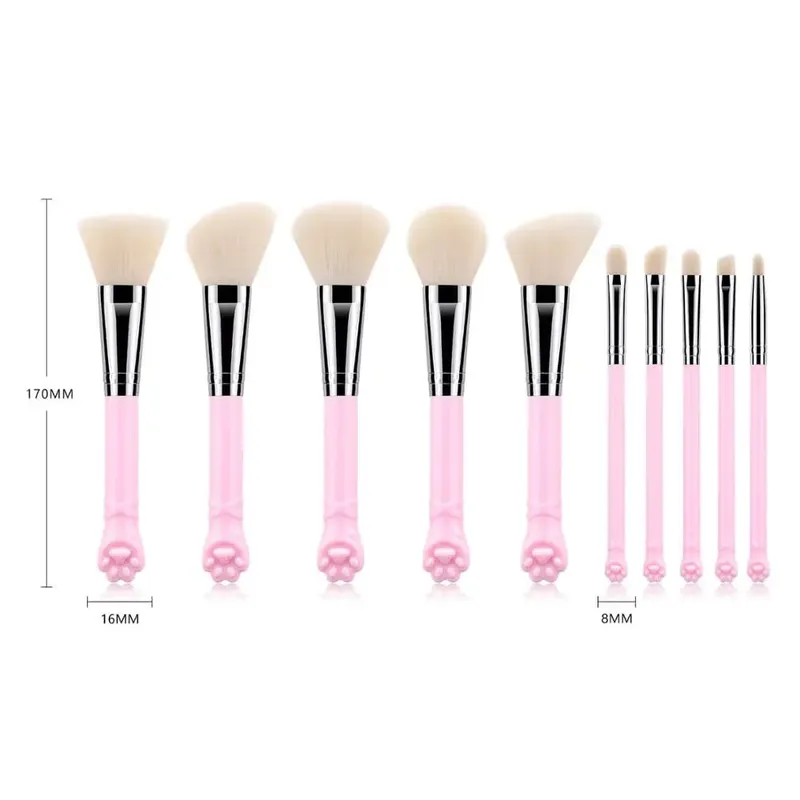10 τμχ Σετ πινέλα μακιγιάζ Cute Cat Claw Shape Brushes Foundation Kabuki Powder Contour Eyeshadow Blush Make Up Brushes Cosmetic Tool Tool Kit — image 6