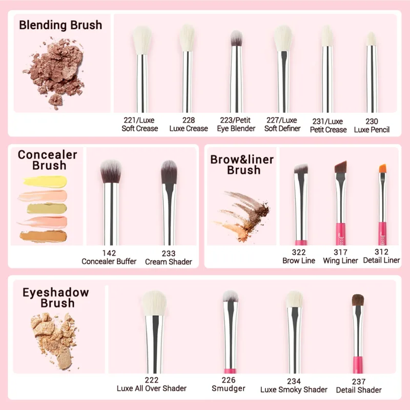 Conjunto de pincéis de maquiagem Jessup 15 peças pincel de maquiagem profissional delineador shader natural-sintético rosa-carmin/prata
