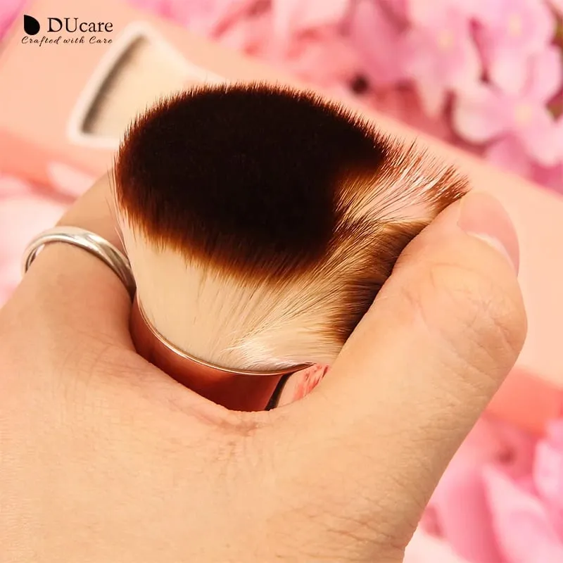 Ducare escova de base plana, pincéis de maquiagem kabuki, cabelo sintético, mistura líquida, pó mineral, cosméticos pontilhados
