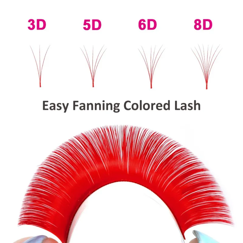 Fadvan Long 15-20mm Easy Fanning sminkszempillák vegyes 8-14mm színes műszempillák hosszabbítók zöld/lila/piros/kék színű szempillák — image 4