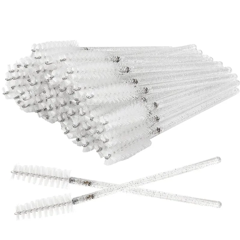 Pincéis cosméticos para maquiagem de cílios, 50 peças, descartáveis, cristal branco, varinhas de rímel, ferramentas de extensão de cílios