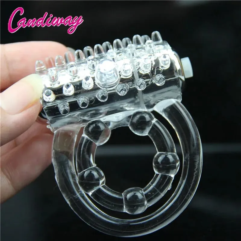 Double rings vibrator waterproof clitoris Massager masturbation Vibrating lasting cocking delay ejaculation vibe Sex Toy For man — image 3