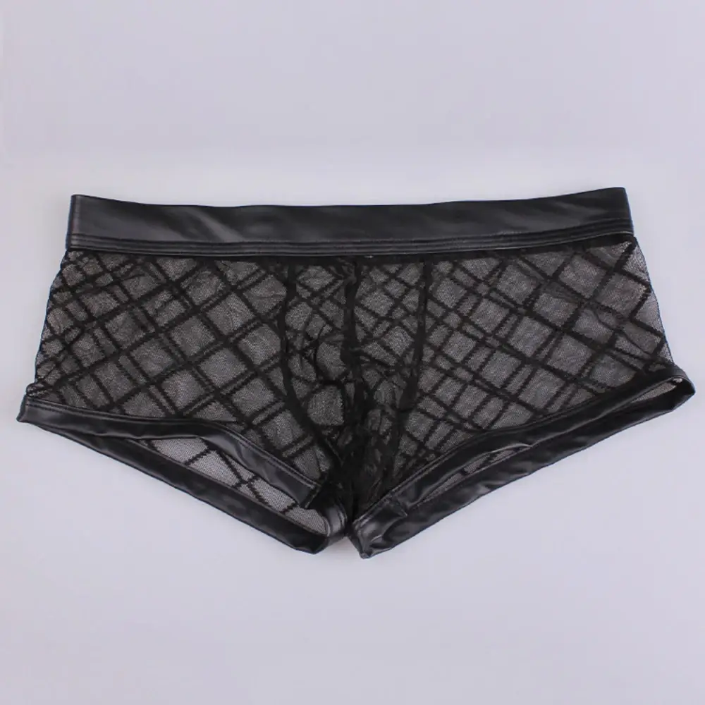 Boxer fin et respirant pour hommes, Sexy, noir, maille transparente, sous-vêtements convexes en U, Lingerie, pantalons Gay