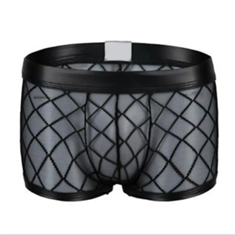 Boxer fin et respirant pour hommes, Sexy, noir, maille transparente, sous-vêtements convexes en U, Lingerie, pantalons Gay