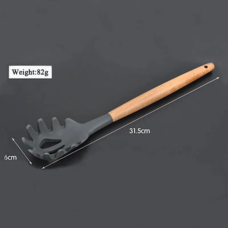 Silicone World Cooking Kitchenware Tool Silicone Utensils With Wooden Multifunction Handle Non-Stick Spatula Spoon Brush
