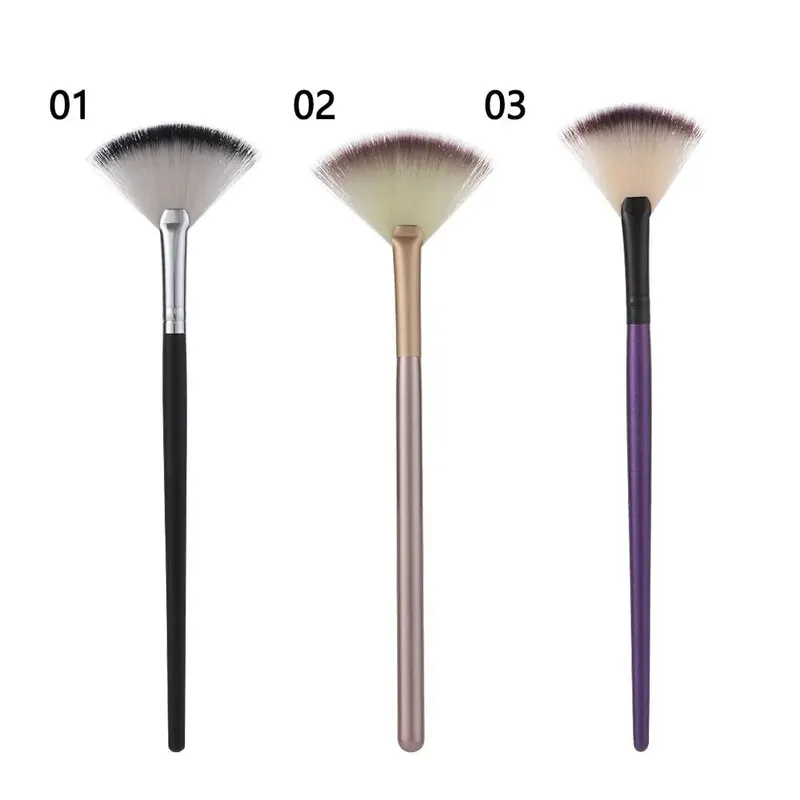 1 pçs novo profissional macio escova de maquiagem diamante rosto fã pincéis em pó alta qualidade ventilador aplicador para tratamentos faciais ferramenta cosmética