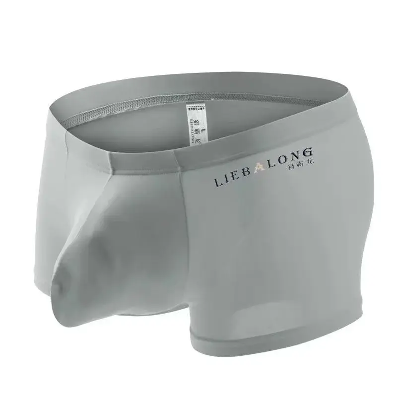 Sexy Men Underwear Boxers Ice Silk Sexi for Boys Man U Convex Big Bag Breathable Bulge Shorts Nylon Summer Pounch Panties set