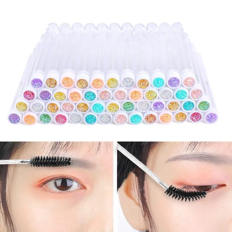 1-10 τμχ Pink Eyelashes Brushes Επαναχρησιμοποιήσιμη βούρτσα φρυδιών για βλεφαρίδες Extension Crystal Eyelash Brush Mascara Tube Make Up Hot εκπτώσεις — image 3