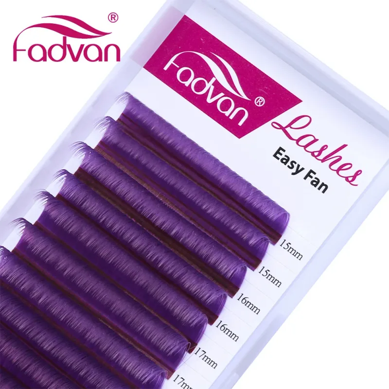 Fadvan Long 15-20mm Easy Fanning sminkszempillák vegyes 8-14mm színes műszempillák hosszabbítók zöld/lila/piros/kék színű szempillák — image 7