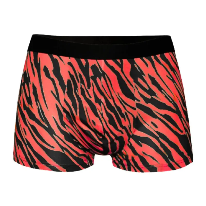 1/3Pcs Set Men's Zebra Print Ice Silk Boxer Briefs Quick Dry Breathable 3D Pouch Anti-Chafe Underwear for Gym Office Daily Wear