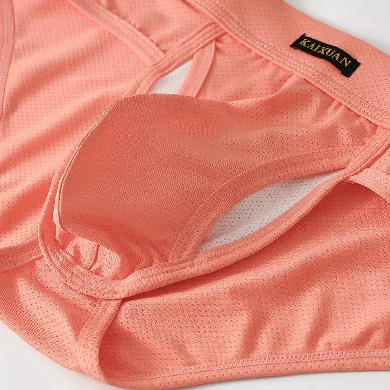 Men's Quick Dry Breathable Polyester Underwear with Bullet Pouch Sexy Trunks Side Opening Comfortable Briefs