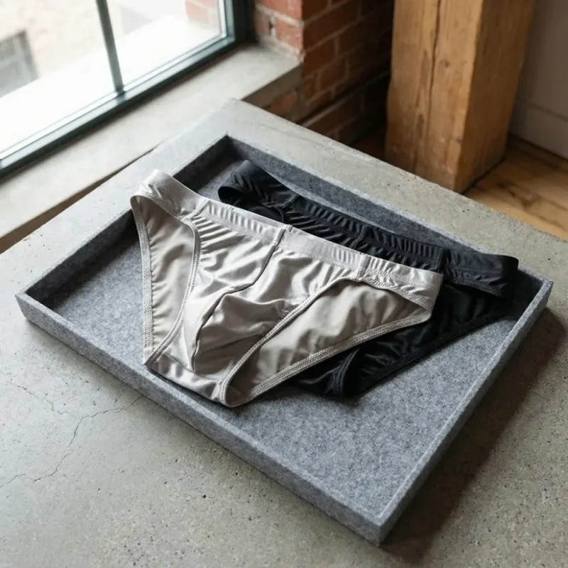Comfortable Low Waist Men Thin Panties Male Lingerie Simple Men's Underwear Underpants Satin Silk Briefs Gifts