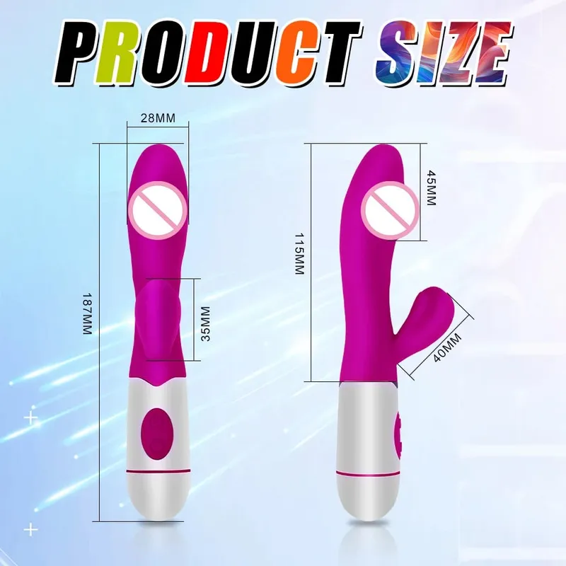 Realistic Rabbit Dildo Dual Vibrator G-Spot Clitoral Stimulation Massager Powerful Vibrating Vagina Masturbator Women's Sex Toy — image 5