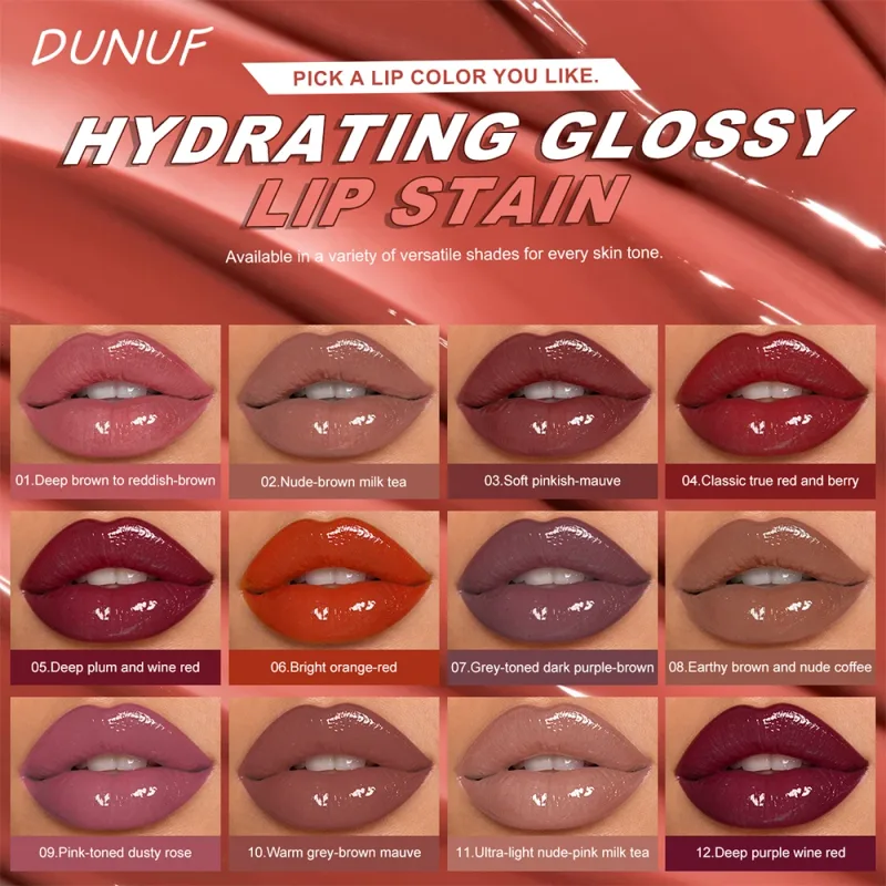 Glossy Lip Gloss Mirror Water Lip Tint Long Lasting Non-sticky Cup Liquid Lipstick Moisturizing Nude Red Brown Lip Makeup