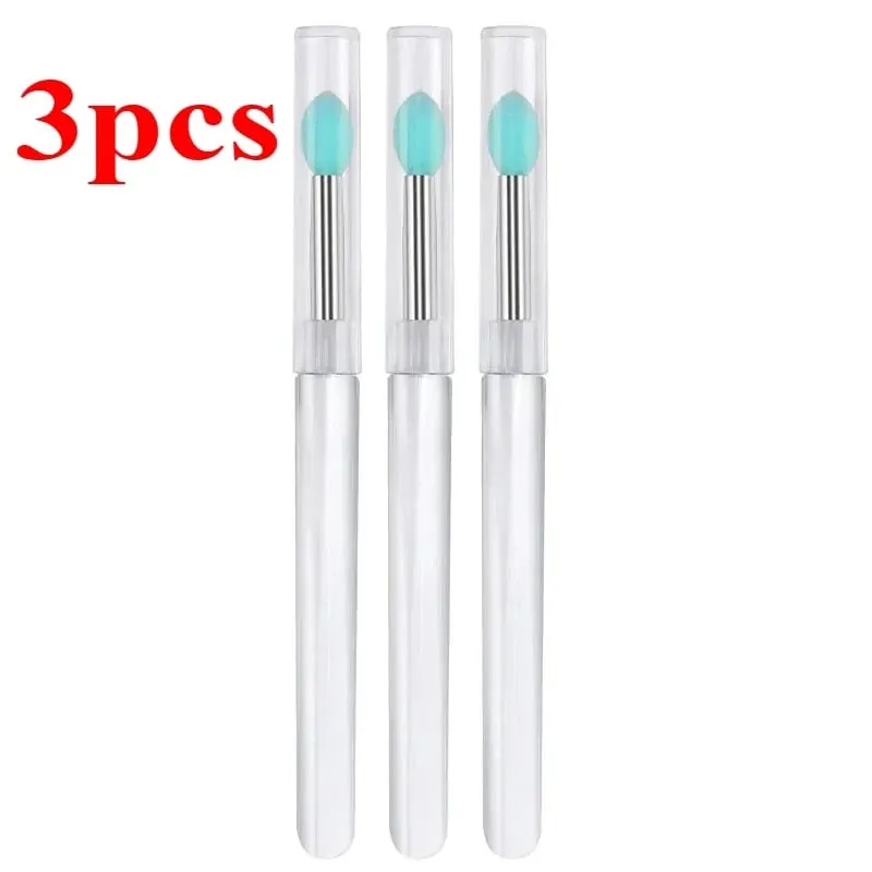3/5/10 pçs escova de batom de silicone macio aplicador de batom portátil alça clara limpa microbrush lipgloss ferramenta de beleza