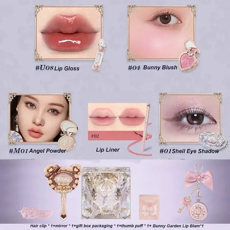 Flower Knows Strawberry Cupid Box Συλλογή Μακιγιάζ Σετ Καλλυντικά Πλήρες σετ Παλέτα Pressed Powder Blush Lipstick Κουτί δώρου — image 12