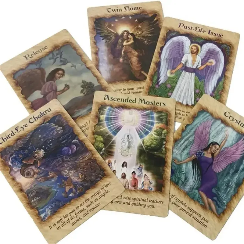 Angel Therapy קלפי אורקל PDF ספר הדרכה קלפי טארוט משחקי לוח למסיבה משפחתית צעצועי ילדים לנשים