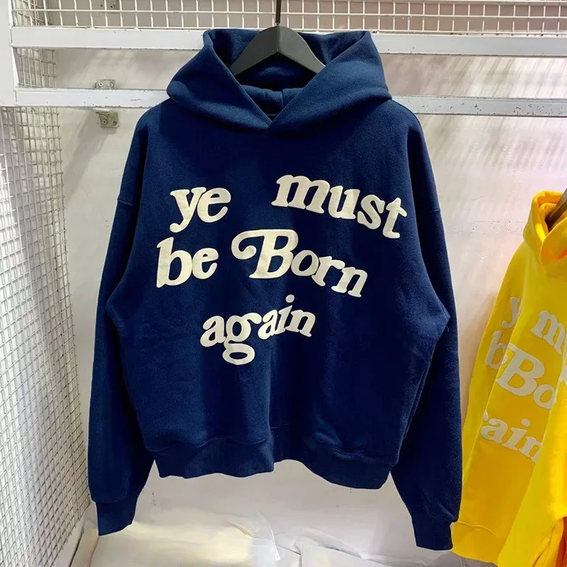 23FW Classic Foam Logo Ye Must Be Born Again קפוצ'ון גברים נשים באיכות הטובה ביותר אוברסייז Kanye West CPFM.XYZ Sweatshirts Multicolor