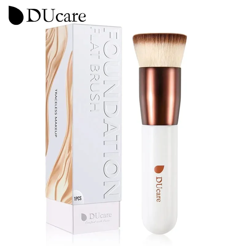 Ducare escova de base plana, pincéis de maquiagem kabuki, cabelo sintético, mistura líquida, pó mineral, cosméticos pontilhados