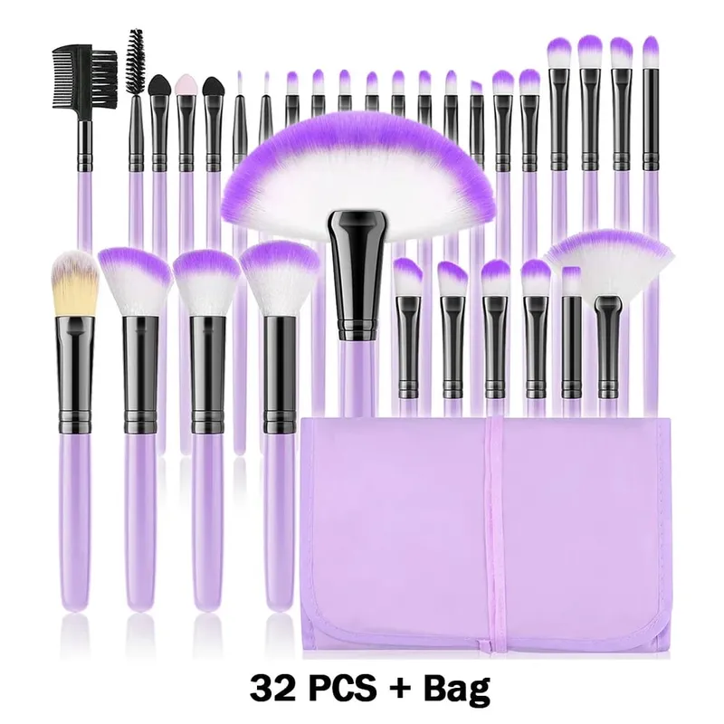 סט מברשות איפור חדש 10/32 יחידות Soft Fluffy Powder Foundation Contour סומק קונסילר צלליות מיזוג סימון כלי יופי