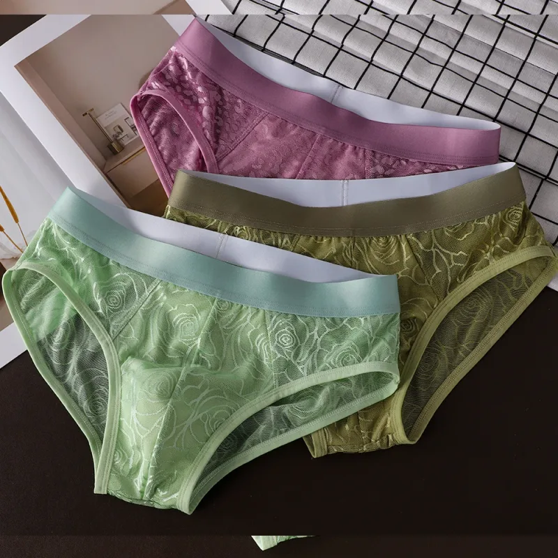 1/3PCS Summer Sexy Perspective Breathable Men's Panties Smooth Ice Silk Quick-dry Men's Briefs High Elastic Ultra-thin Underwear — image 13