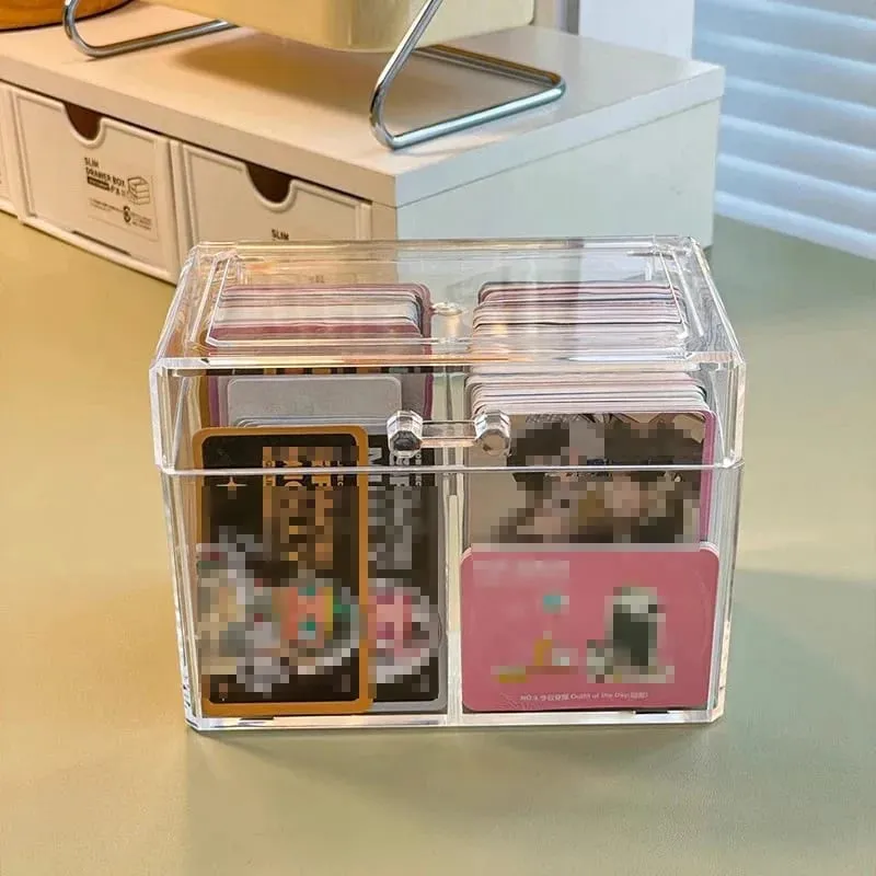Clear Acrylic Card Organizer - Χωράει 400 κάρτες Διπλό Κουτί οθόνης για καρτ ποστάλ και κάρτες παιχνιδιών — image 3