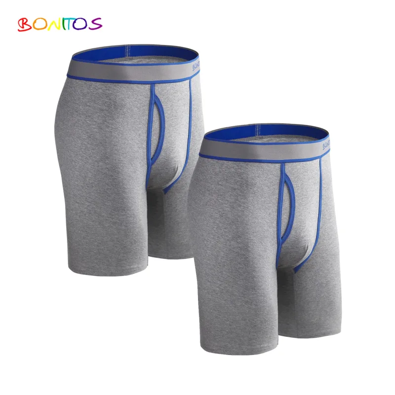 2 pz Confezione Gamba Lunga Boxer da Uomo Mutandine Kit Homme Mutande Boxer Slip Intimo per Uomo Cotone Maschile Sexy Set Box Palestra