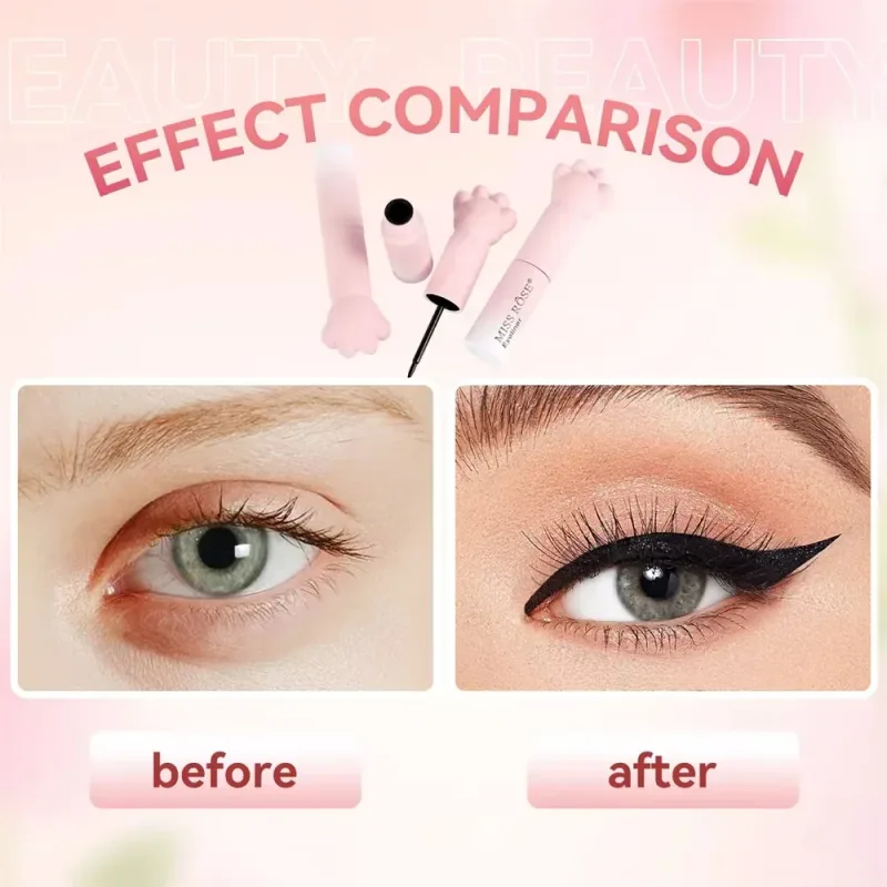 Pink Cat Paw Μαύρο υγρό στυλό ματιών με γρήγορο στέγνωμα Μακιγιάζ με ανθεκτικότητα στη μουτζούρα που κρατά Premium Eye Liner Στυλό ματιών Καλλυντικά — image 5
