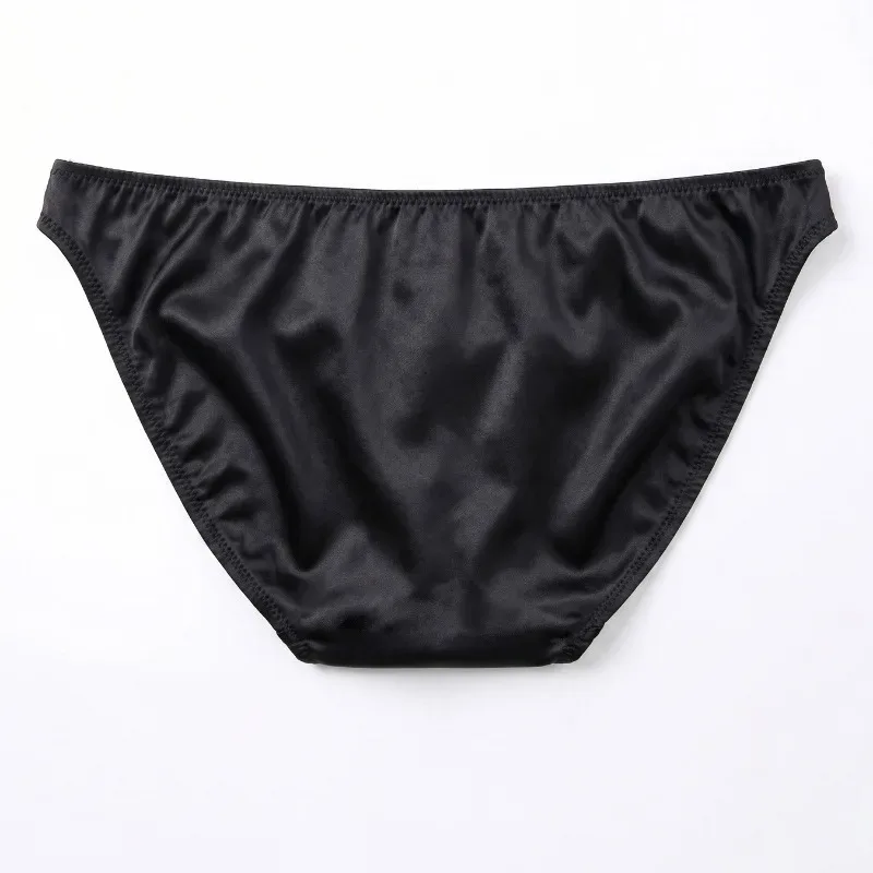 Ice Silk Satin Like Men's Underwear Solid Stretch High Fork Briefs Triangular Panties Bulge Pouch Smooth Breathable Underpant — image 7