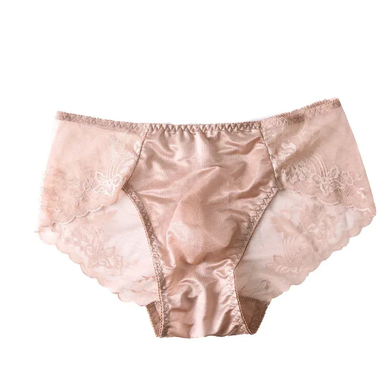 Men's Lace Briefs 3d U Convex Pouch Lingerie Ice Silk Breathable Thin Underwear Sexy Low-Rise Panties Sissy Feminization