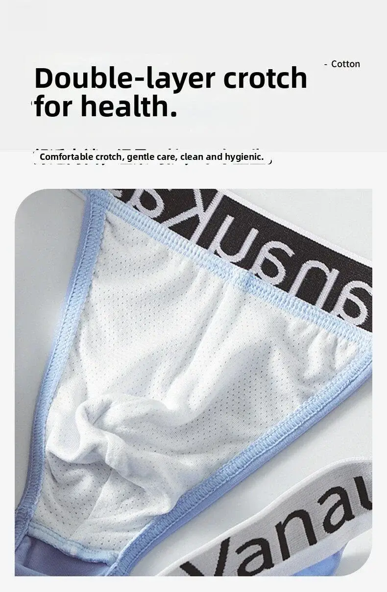 New Men's Underwear Briefs High-Cut Small Triangle Underpants Sexy Low-Rise Hollow Out Cotton Panties with Elastic Waistband — image 2