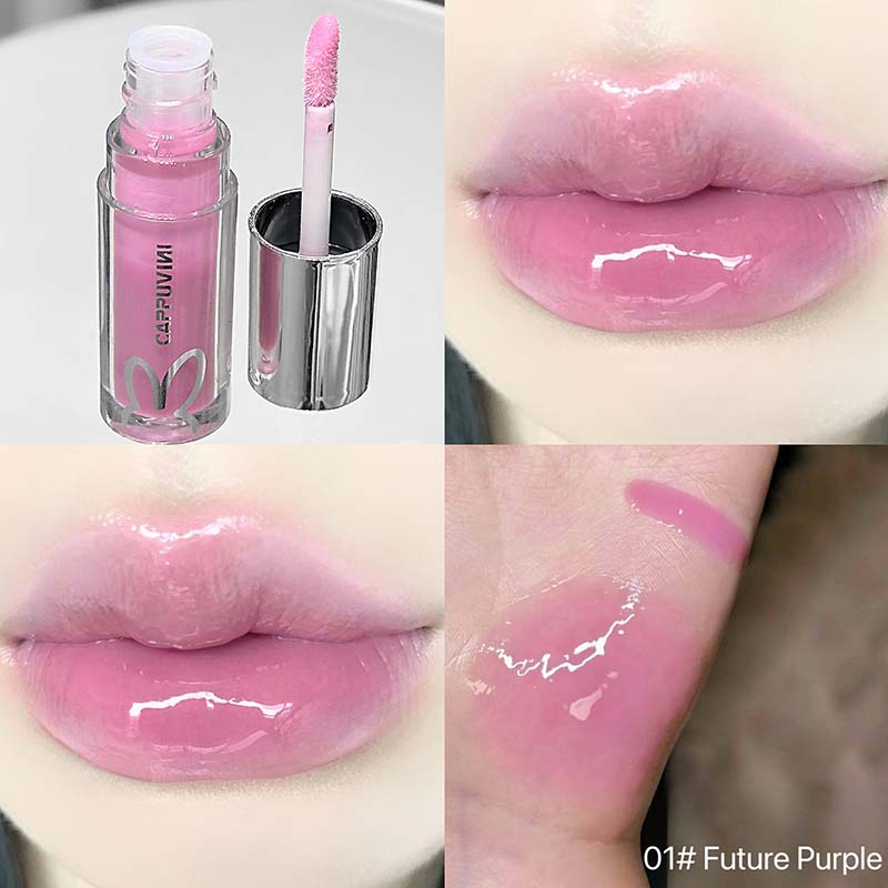 Καφέ Glitter Lip Glaze Lasting Shimmer Mirror Water Lip Gloss Waterproof Jelly Plumping Lipstick Make Up Ενυδατική απόχρωση χειλιών — image 8